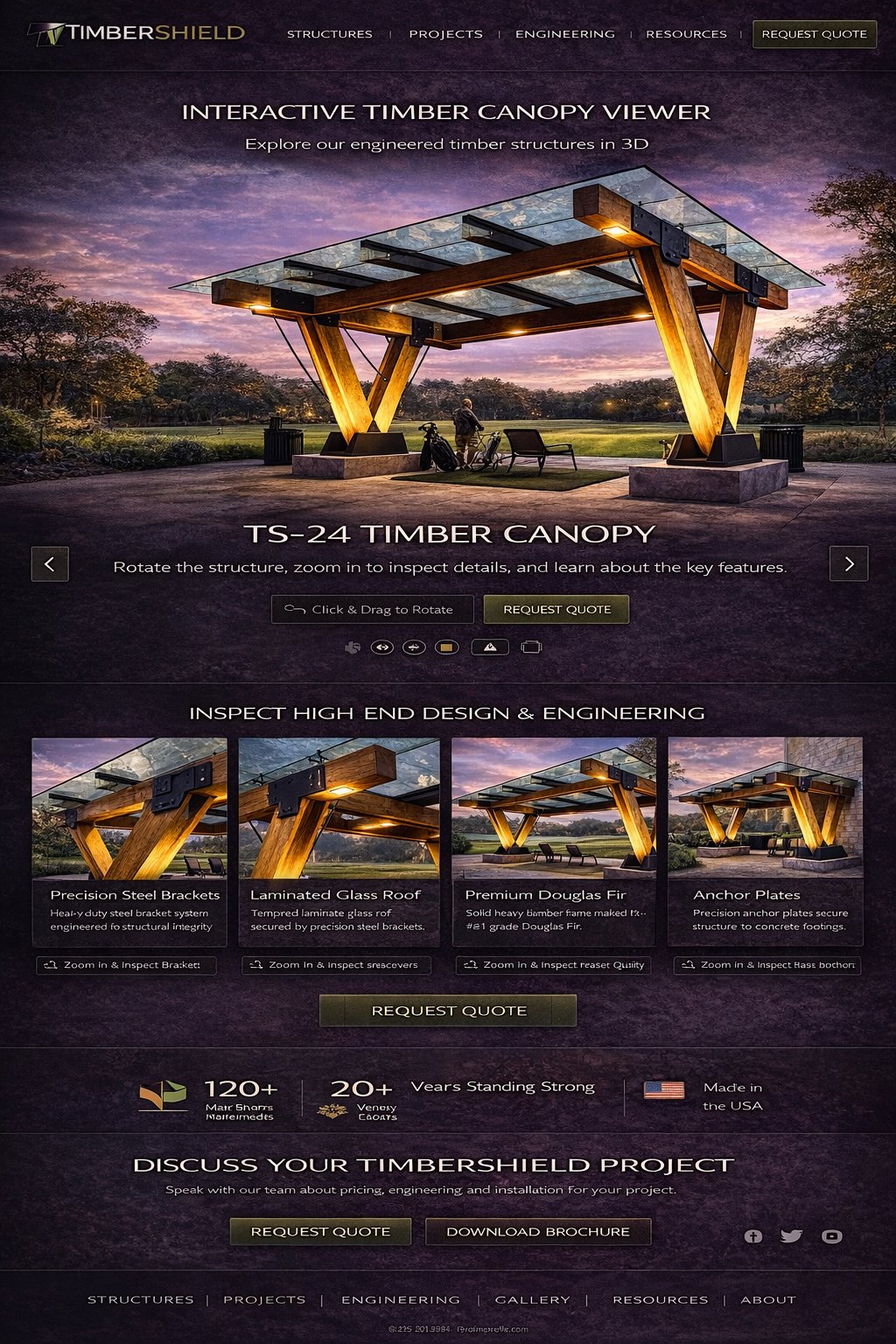 TimberShield V-leg detail closeup showing two Douglas Fir timbers meeting at steel base plate